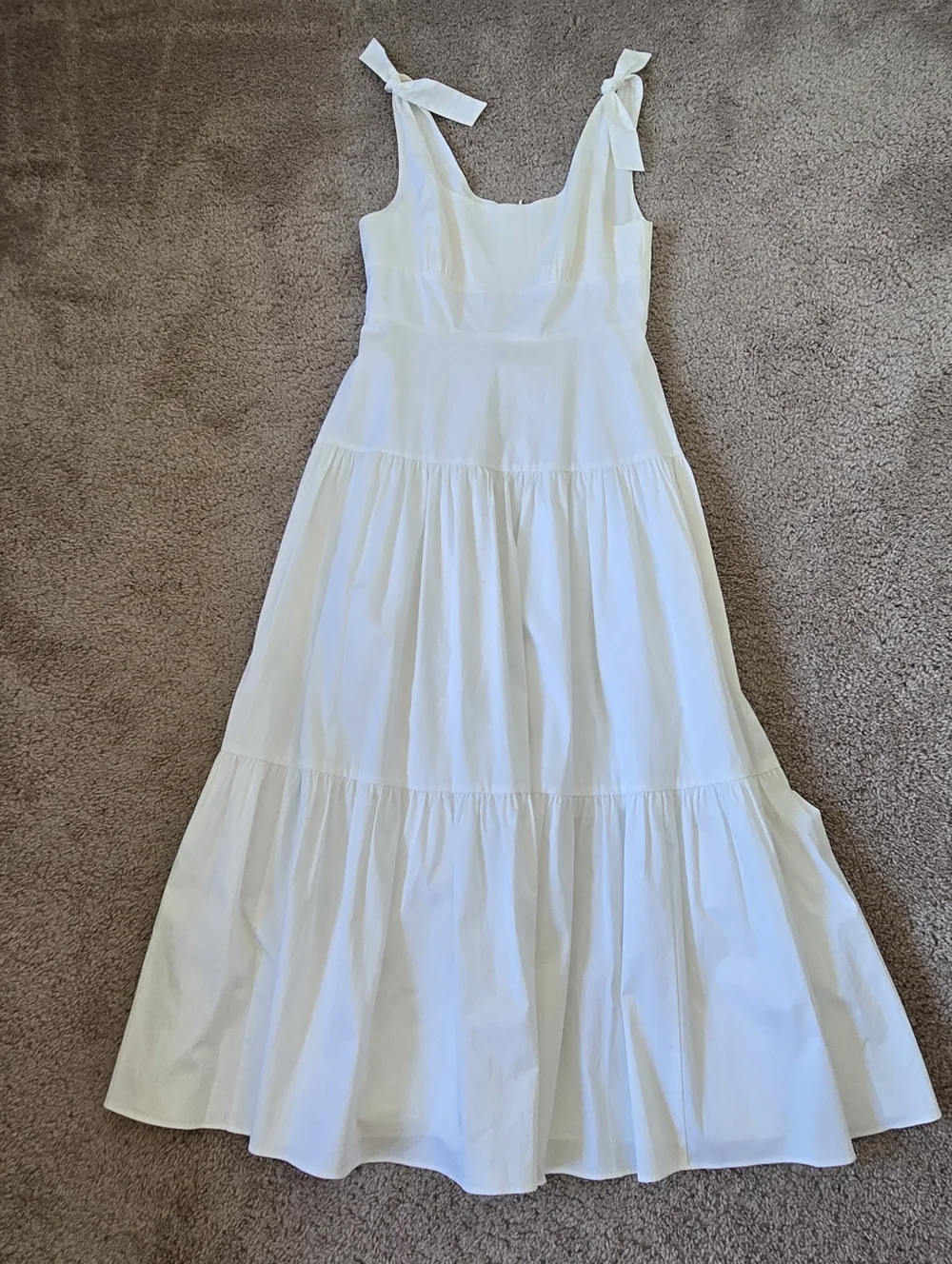 Kate Spade Newport Cotton Poplin Tiered Maxi Dress White Size 8 Fairy Coquette